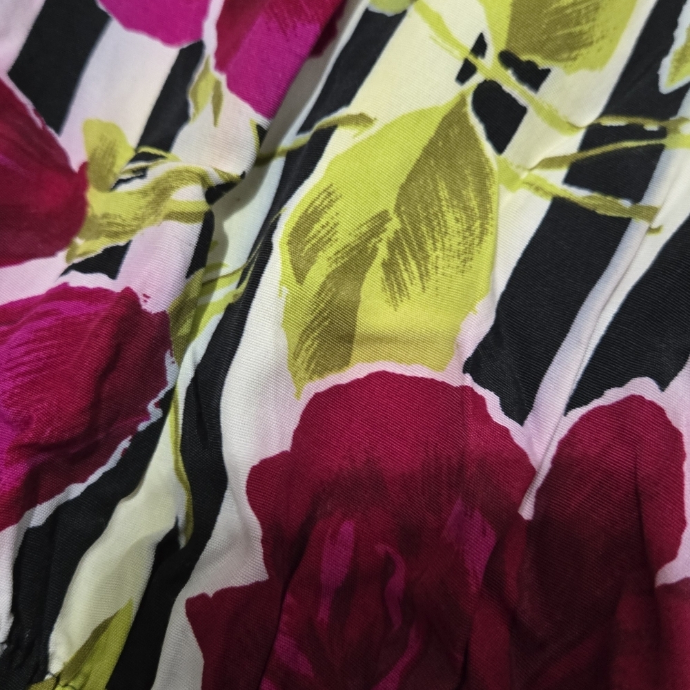 Vintage Saint Germain Paris Black Multicolor Stripes Floral Print Jumpsuit SZ 8 - Picture 5 of 10